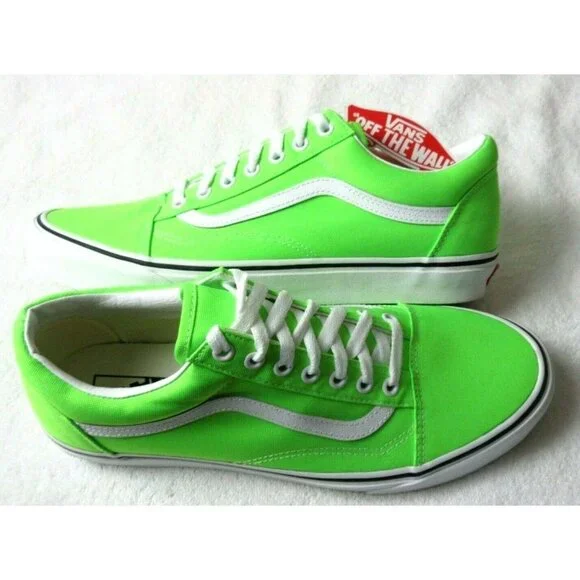 COPY - Vans Women's Old Skool Neon Green Gecko True White Canvas Skate shoes NWT - Picture 3 of 5